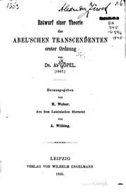 Entwurf einer theorie der Abel'schen transcendenten erster ordnung by Adolf Göpel