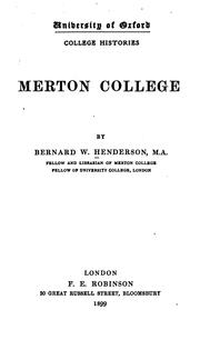 Cover of: Merton College