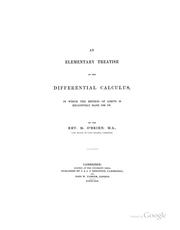 Cover of: An elementary treatise on the differential calculus.