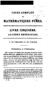 Cover of: Cours complet de mathématiques pures