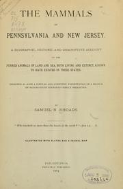 Cover of: The mammals of Pennsylvania and New Jersey. by Samuel N. Rhoads