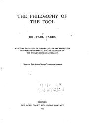 Cover of: The philosophy of the tool