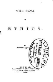 Cover of: The data of ethics.