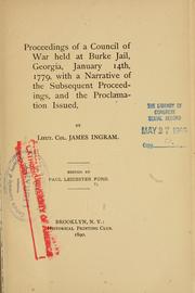 Cover of: Proceedings of a council of war held at Burke Jail, Georgia, January 14th, 1779 by Paul Leicester Ford