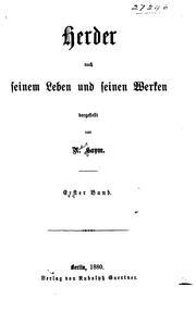 Cover of: Herder nach seinem leben und seinen werken dargestellt