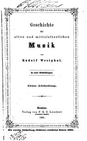 Cover of: Geschichte der alten und mittelalterlichen Musik