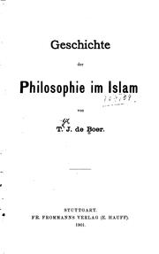 Cover of: Geschichte der philosophie im Islam by T. J. de Boer