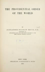 Cover of: The providential order of the world