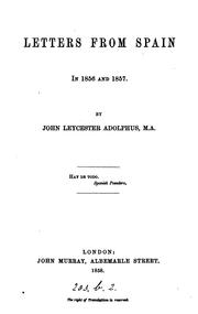 Cover of: Letters from Spain in 1856 and 1857.
