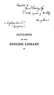 Cover of: Catalogue of my English library