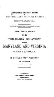 Cover of: The early relations between Maryland and Virginia.