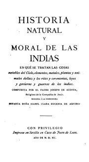 Cover of: Historia natural y moral de las Indias