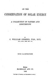Cover of: On the conservation of solar energy: a collection of papers and discussions