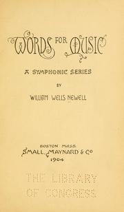 Cover of: Words for music: a symphonic series