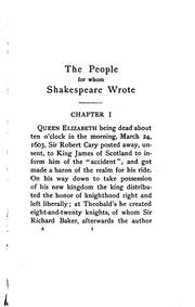 Cover of: The people for whom Shakespeare wrote by Charles Dudley Warner