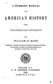 Cover of: A working manual of American history for teachers and students