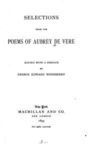 Cover of: Selections from the poems of Aubrey De Vere