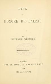 Cover of: Life of Honoré de Balzac