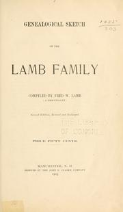 Cover of: Genealogical sketch of the Lamb family