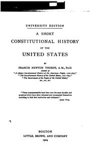 Cover of: A short constitutional history of the United States