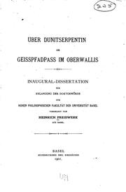 Über dunitserpentin am Geisspfadpass im Oberwallis .. by Heinrich Preiswerk