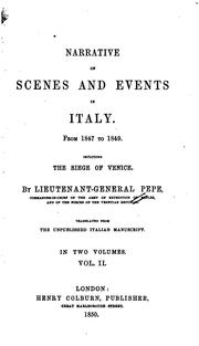 Cover of: Narrative of scenes and events in Italy. by Guglielmo Pepe