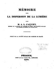 Cover of: Mémoire sur la dispersion de la lumière