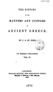 Cover of: The history of the manners and customs of ancient Greece.