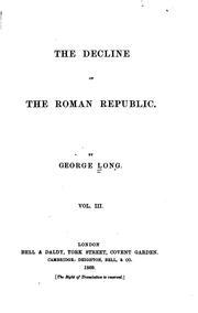 Cover of: The decline of the Roman republic.