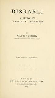 Cover of: Disraeli: a study in personality and ideas