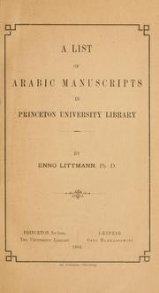Cover of: A list of Arabic manuscripts in Princeton university library.