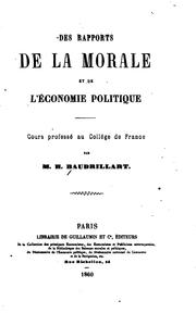 Cover of: Des rapports de la morale et de l'économie politique.
