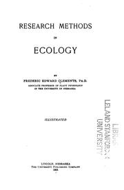 Cover of: Research methods in ecology by Frederic E. Clements