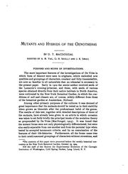 Cover of: Mutants and hybrids of the oenotheras.