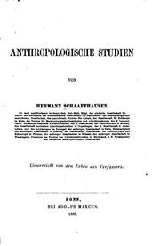 Cover of: Anthropologische studien