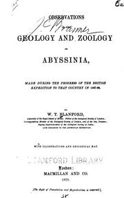 Cover of: Observations on the geology and zoology of Abyssinia: made during the progress of the British expedition to that country in 1867-68.