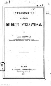 Cover of: Introduction à l'étude du droit international