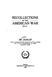 Cover of: Recollections of the American war, 1812-14