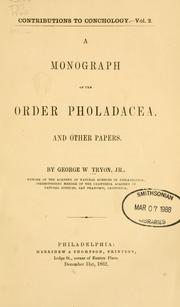 Cover of: ... A monograph of the order Pholadacea, and other papers.