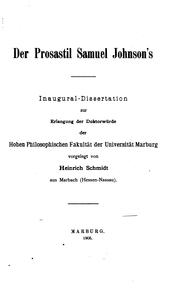 Cover of: Der prosastil Samuel Johnson's.