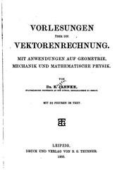 Cover of: Vorlesungen über die vektoren rechnung. by E. Jahnke