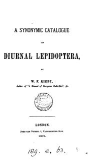 Cover of: synonymic catalogue of diurnal Lepidoptera