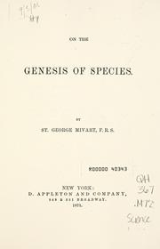 Cover of: On the genesis of species.