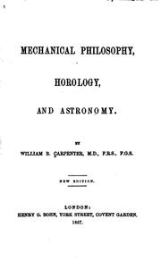 Cover of: Mechanical philosophy, horology, and astronomy.