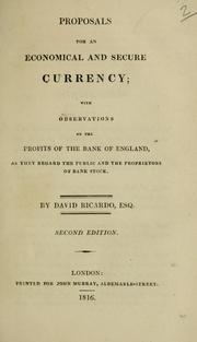 Cover of: Proposals for an economical and secure currency