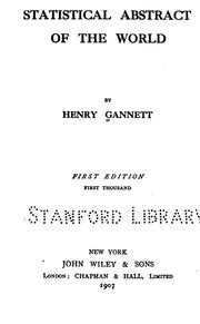 Cover of: Statistical abstract of the world by Henry Gannett