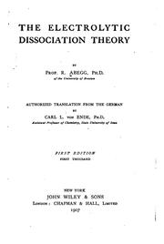 Cover of: The electrolytic dissociation theory