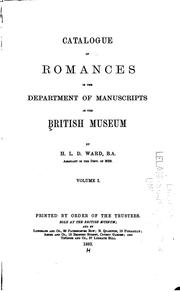 Cover of: Catalogue of romances in the Department of manuscripts in the British museum.