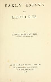 Cover of: Early essays and lectures