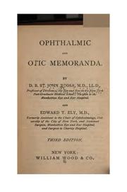 Cover of: Ophthalmic and otic memoranda.